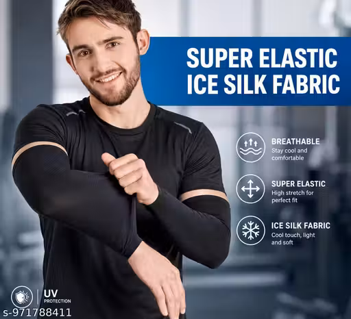 Pair of-1 Standard Arm Sleeves for Men and women - BLACK
