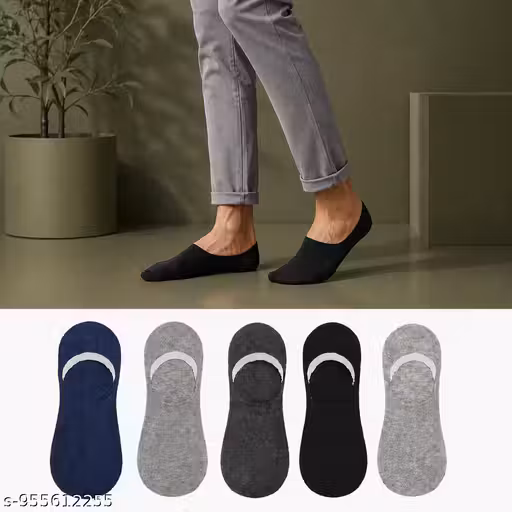 Trendy Unisex No Show Socks Pack of 5 | Premium Low Cut Invisible Socks | Stretchable Breathable Casual Daily Wear Shoe Liner Socks