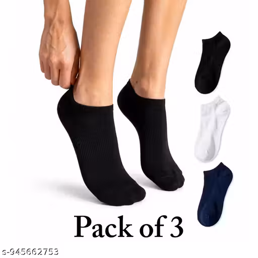 Men and Women Ankle Socks Combo Pack of 3 Pairs | Cotton Sports Socks for Men And Women | Daily Wear Ankle Length Socks