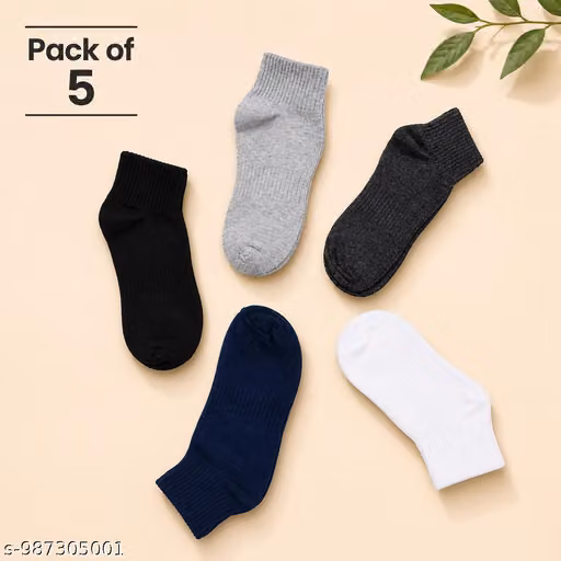 Scope Luxe | Ankle Length Cotton Blend Socks Pack of 5 | Breathable Soft Stretch Multicolor Daily Wear Socks