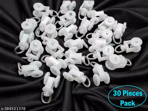 Pack of 30 Pieces M-Track Channel Runner Wheel Hooks, Curtain Channel Runner/Sliders Ring with Hooks (White)