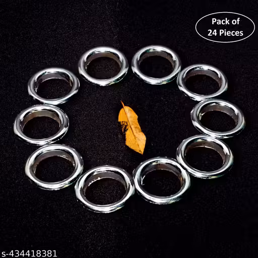 Set of 24 Decorative Plastic Curtain Eyelet Ring with Lock, Heavy duty Silver Plastic Eyelet Ring and Lock, 1 Inch Rod Compatible curtain ring holder accessories (Glossy Silver Color-Pack of 24 Pieces)