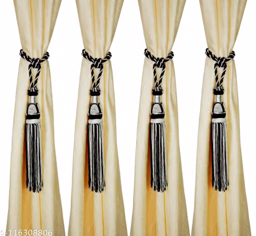 Beautiful Curtain Tieback Tassel Black and White Set of 4 Pieces