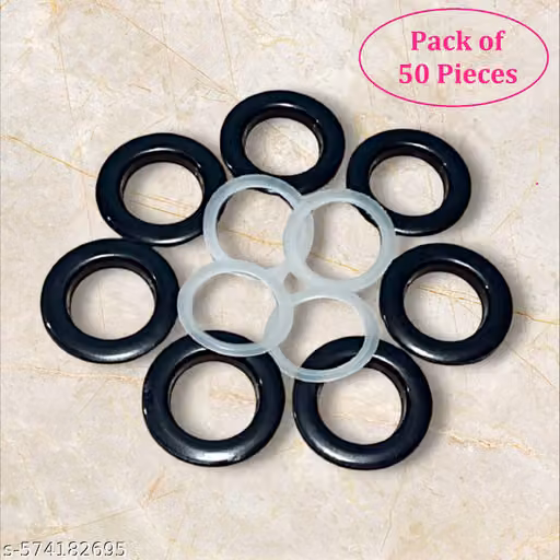 Set of 50 Beautiful Heavy-duty PVC Curtain Rings with Lock, Long Lasting Black Eyelet Ring and Lock Compatible With 1 Inch Rod (Pack of 50 Pieces)