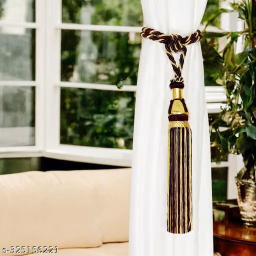 Decorative Curtain Tieback Set, Beautiful Curtain Tie back Rope, Handmade Curtain Holder Tassels, Handloom Curtain Accessories, Brown, Pack of 4 Pieces.