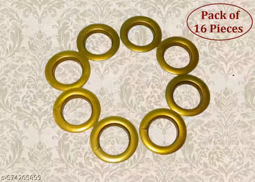 Set of 16 Beautiful Heavy-duty PVC Curtain Rings with Lock, Long Lasting Gold Eyelet Ring and Lock Compatible With 1 Inch Rod (Pack of 16 Pieces)
