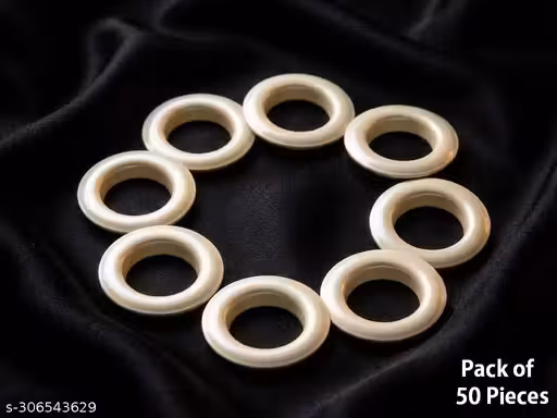 Set of 50 Beautiful Heavy-duty PVC Curtain Rings with Lock, Long Lasting Cream Eyelet Ring and Lock Compatible With 1 Inch Rod (Pack of 50 Pieces).