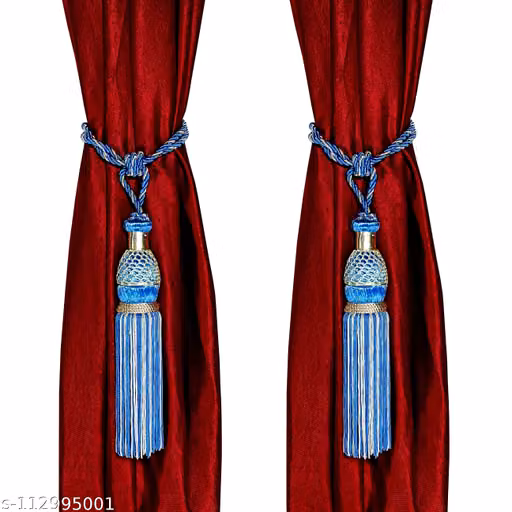 Decorative Curtain Tieback Tassel Sky Blue and White Set of 2 Pieces