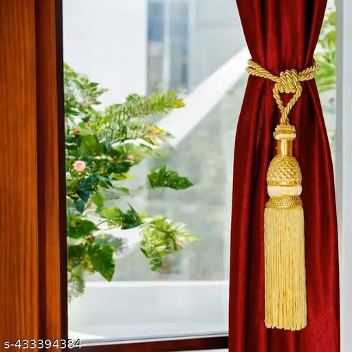 Royal Curtain Tieback Tassels | Golden Decorative Curtain Holders Tieback Curtain Clips Tieback Hooks | Curtain Tie Rope for Home & Office Decoration |Pack of 4 Pieces | Parda Holders | Windows Curtain Accessories.