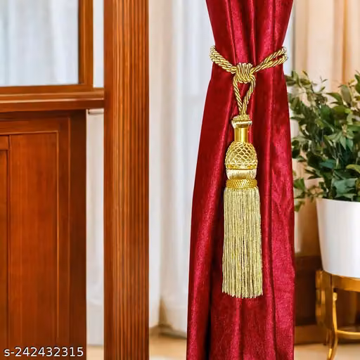 Designer Drapery Curtain Tie-back Tassel, Handmade Curtain Tie Rope, Curtain Holder Tieback Set of 2 Pieces. (Beige)