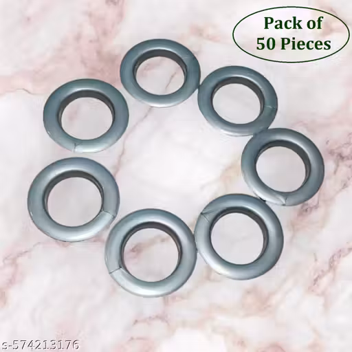 Set of 50 Beautiful Heavy-duty PVC Curtain Rings with Lock, Long Lasting Grey Eyelet Ring and Lock Compatible With 1 Inch Rod (Pack of 50 Pieces)