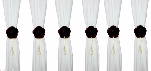 Decorative Brown Velvet Curtains tie back flowers tassel for Home Decor Set of 6 Pieces