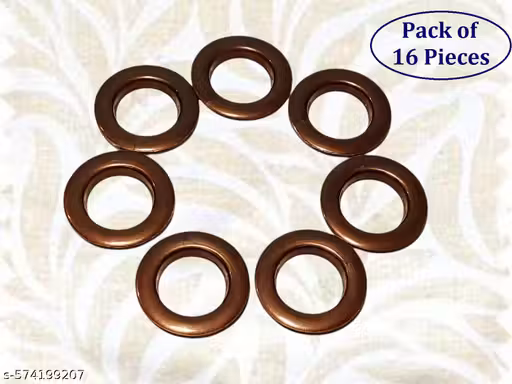 Set of 16 Beautiful Heavy-duty PVC Curtain Rings with Lock, Long Lasting Brown Eyelet Ring and Lock Compatible With 1 Inch Rod (Pack of 16 Pieces)