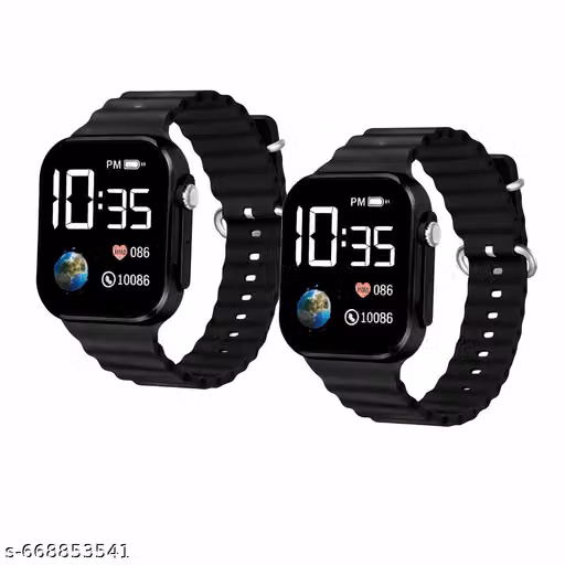 Pack of 2 Black Kids Digital Watches (Time & Date Display)