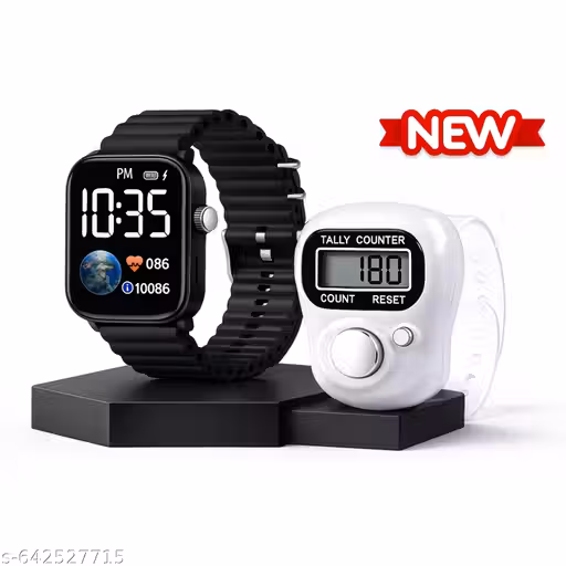 Smart Digital Watch + Fingerr Tally Counter Combo | Fitness Tracker & Tasbih Counter