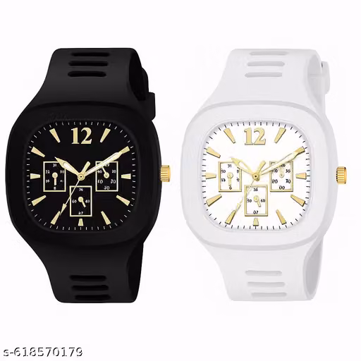 STYLISH BLACK & WHITE ANALOOG WATCH FOR MEN