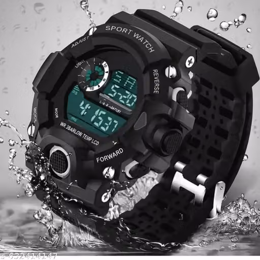 Stylish Black Digital Sports Watch | Multi-Function LED Watch
