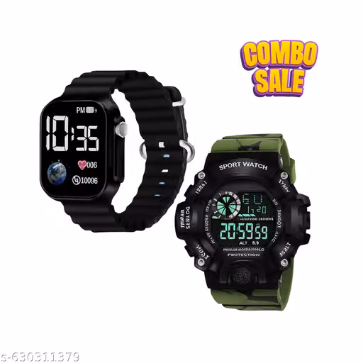 Digital Black Watch Combo | LED Sports Watch for Boys