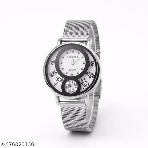 Stylish Women Analog Quartz-Watch with Silver Mesh Strap