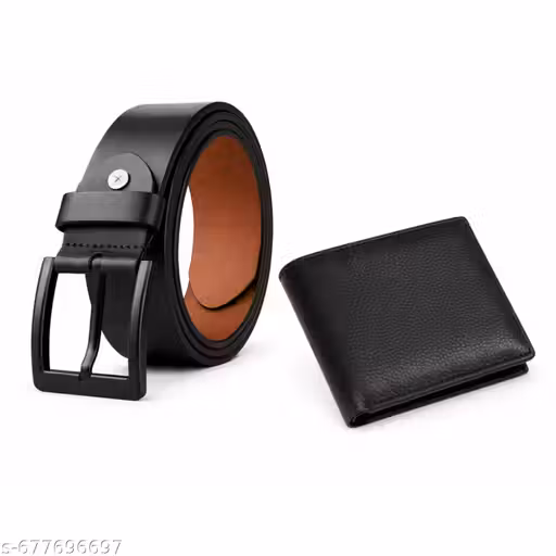 Classic Men’s Black Belt & Wallet Set for Office and Casual Use