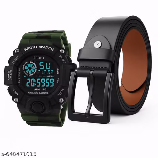 Premium Digital Sports Watch + Stylish Belt Combo for Men | Best Gift Set
