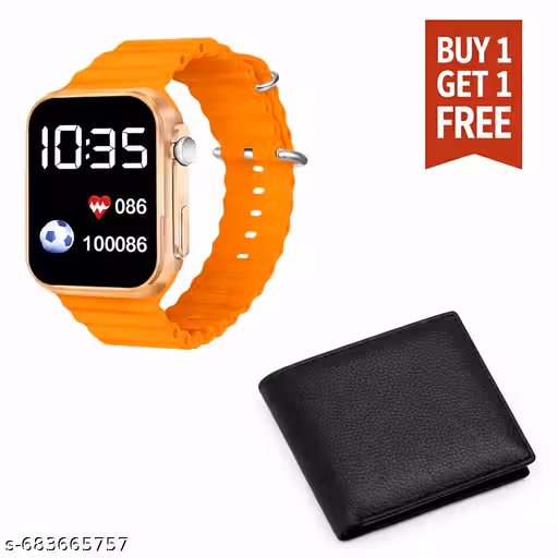 Stylish Orange Digital Watch with Silicoone Strap & Men’s Black Wallet | B1G1 Free