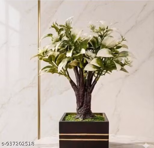 Decorative Artificial Mini Bonsai Plant With Green POT | Pack of 1 I Free Size - Table Top Home & Office Decoration Items