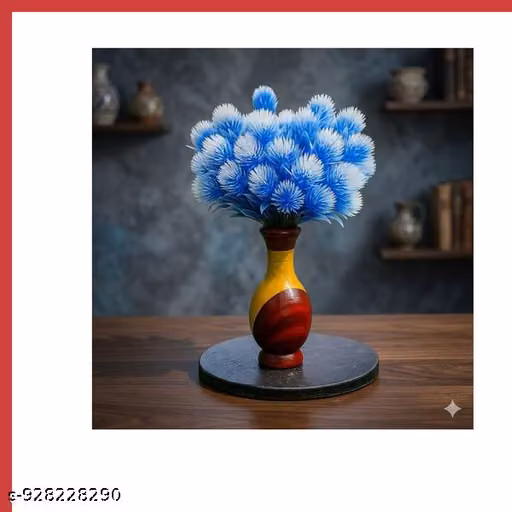 Blue Artificial Flower Stems Pack of 2 for Home Decoration | Realistic Faux Floral Sticks for Vase Décor | Elegant Decorative Flowers Without Pot