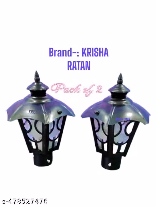 Brand of KRISHA RATN Trending winter Season January and Febuary special Metal and Glass Unbreakable Gate Light for Home Gate Waterproof | Gate Lamps for Main Gate | Outdoor Garden Light | Pillar Gate Lights (GL Umbrella, Pack of 2)