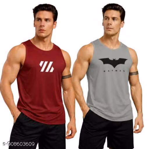 Men’s Workout Sleeveless Tank Top Combo | Comfortable & Trendy Gym Wear Summer Wear Breathable Sports Tank Top for Workout, Running, Training Pack of 2