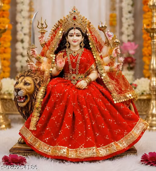 Radha Ashtami Special Red Velvet Radha Rani Dress Size 7 Inch