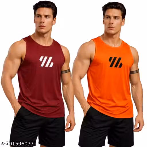 Men’s Workout Sleeveless Tank Top Combo | Comfortable & Trendy Gym Wear Summer Wear Breathable Sports Tank Top for Workout, Running, Training Pack of 2