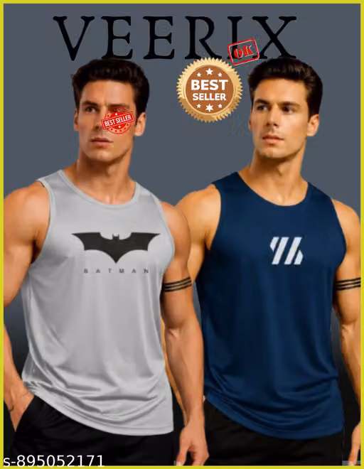 Men’s Printed Gym Vest Combo | Sleeveless Tank Tops for Workout | Lightweight & Breathable Fitness Wear Men’s Gym Wear Vest Pack of 2