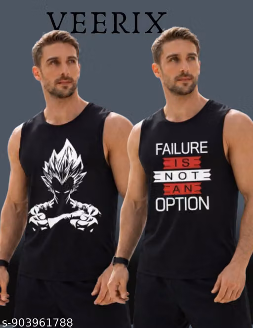 Men Printed Gym Vest Combo Pack of 2 Sleeveless Tank Top Workout Wear