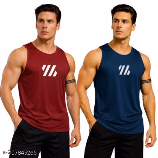 Men’s Workout Sleeveless Tank Top Combo | Comfortable & Trendy Gym Wear Summer Wear Breathable Sports Tank Top for Workout, Running, Training Pack of 2