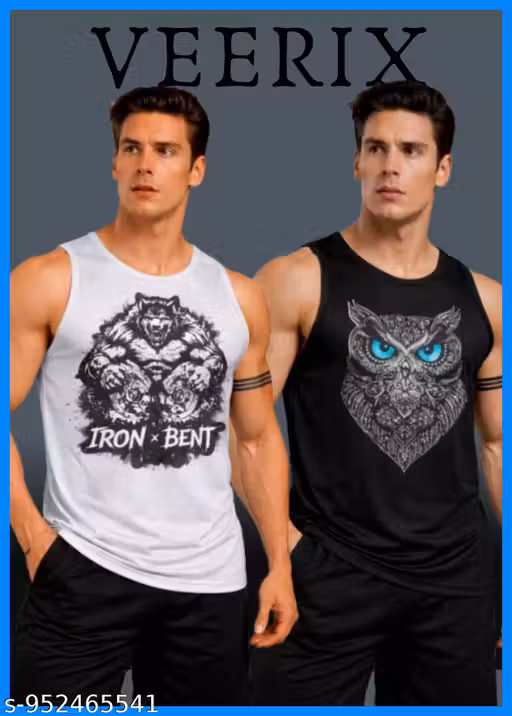 VEERIX Men Sleeveless Gym Vest, Quick Dry Sports Tank Top for Gym, Running & Bodybuilding Gym Vest Gym Wear Tank Top Sleeveless Dry Fit Workout Vest