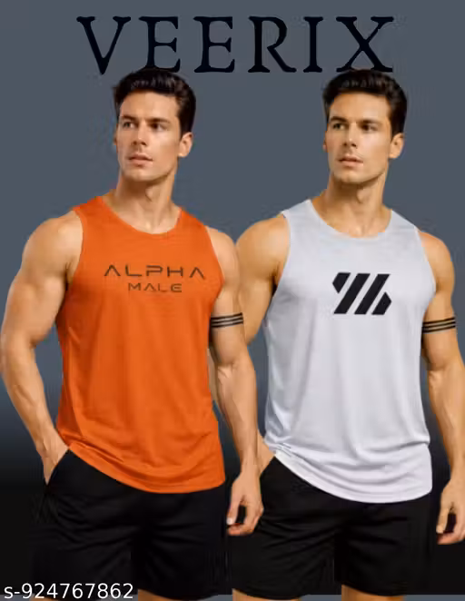 Men’s Workout Sleeveless Tank Top Combo | Comfortable & Trendy Gym Wear Summer Wear Breathable Sports Tank Top for Workout, Running, Training Pack of 2