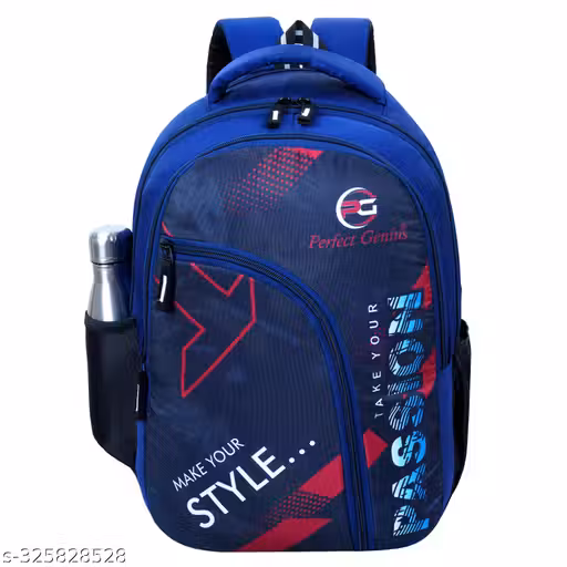 Stylish Blue Printed Backpack for Boys & Girls | School College Bag | Lightweight Travel Backpack with Bottle Pocket