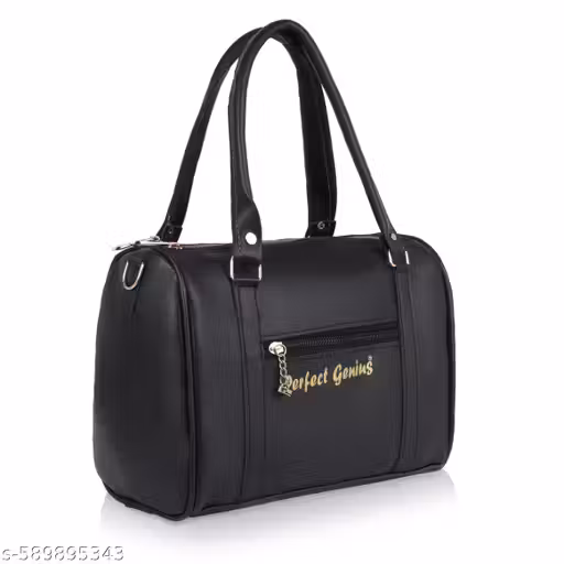 Women’s Black Leather Handbag, Stylish Shoulder Bag for Ladies, Zipper Closure, Spacious Tote Purse for Office, Travel & Daily Use