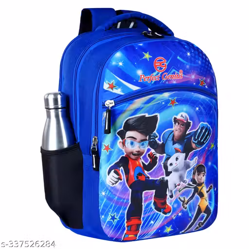 Blue Cartoon Printed Backpack for Boys | Kids School Bag | Lightweight Travel Backpack with Bottle Pocket