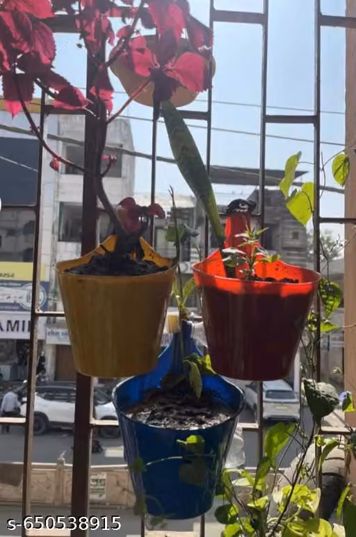 Pack of 3 hook pot balcony pot for outdoor and indoor planting