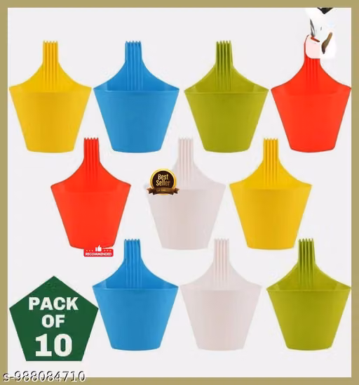 Pack of 10 hookBalcony ke liye hanging pot Ghar sajane kaplanter Stylish gamla Latkane wala flower pot Chhat garden pot Home decor gamla Balcony gamla holder Plant hook Hanging pot stand hook Garden hook for gamla Hook for money plant Tulsi plant , succul