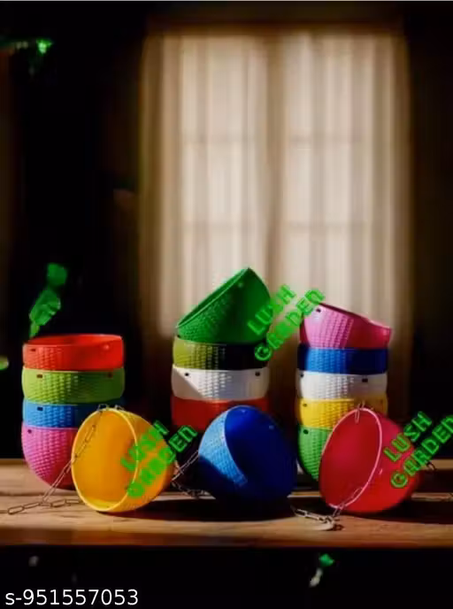Pack of 10 uroBalcony ke liye hanging pot Plastic flower gamla Garden decoration pot Ghar sajane ka planter Stylish gamla Latkane wala flower pot Chhat garden pot Home decor gamla Balcony Wala Gamla Latkan Flower Pot Plastic Hanging Gamla Garden Decoratio
