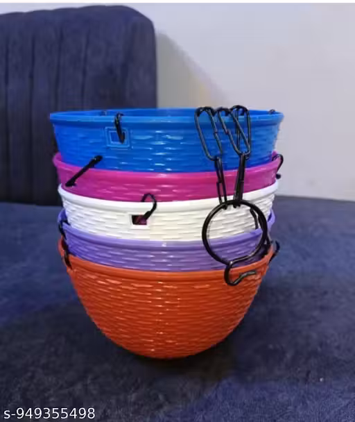 Pack of 5 Hanging gamla Plastic gamla hanging Balcony gamla Ghar sajawat planter Garden decor pot Latkan flower pot Hanging tub planter Fancy gamla Home decoration pot Hanging basket for plants