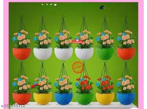 Pack of 10 uro Hanging Gamla Balcony Wala Gamla Latkan Flower Pot Plastic Hanging Gamla Garden Decoration Pot Ghar Sajawat Flower Pot Hanging Basket Gamla Phool Wala Hanging Pot