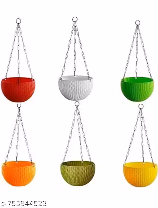 pack of 4 Balcony hanging pot Garden hanging basket Decorative flower pot Hanging planter for balcony Home garden pot Indoor outdoor planter Rail hangingpot Nursery planter basket Modern hangin g pot Lightweight flower pot Terrace garden pot Artificial fl