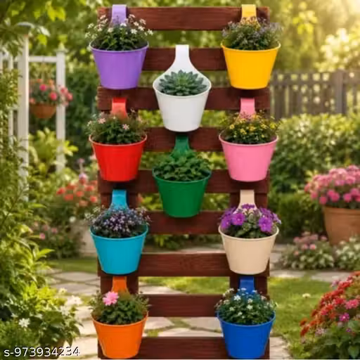Pack of 10 hook pot balcony wala pot, hanging gamla, plastic gamla, railing pot, garden decoration pot, ghar ke paudhe wala pot, balcony hanging planter, green gamla, terrace garden pot, stylish gamla, hook wala pot, grill hanging pot, home decor planter,