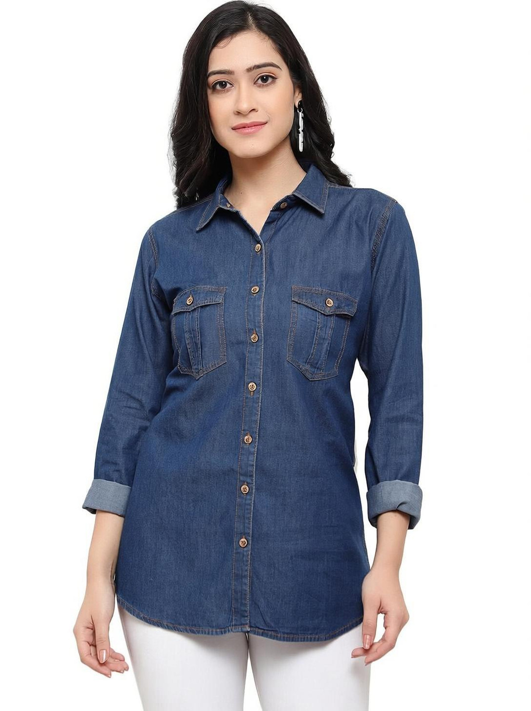 HouseOfCommon Women Regular Fit Washed Casual Shirt