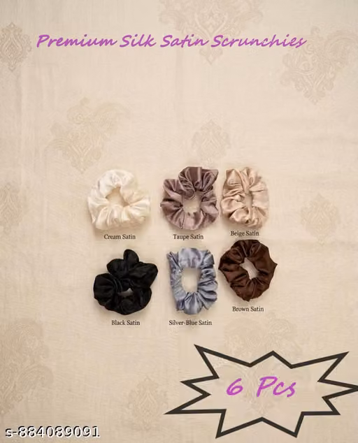 Premium Silk Satin Scrunchies Hair Bands Trendy Hair accessories, casual women rubber band for Daily use