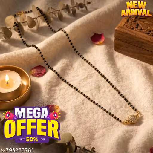 Traditional Black Bead Mangalsutra with Oval Diamond Pendant | Indian Bridal Wedding Necklace for Women | Shaadi Jewellery Gift | Bridal Wedding Jewellery for Women | Dulhan Haar Shaadi Gift Set|काली मोती मंगलसूत्र |मंगलसूत्र महिलाओं के लिए